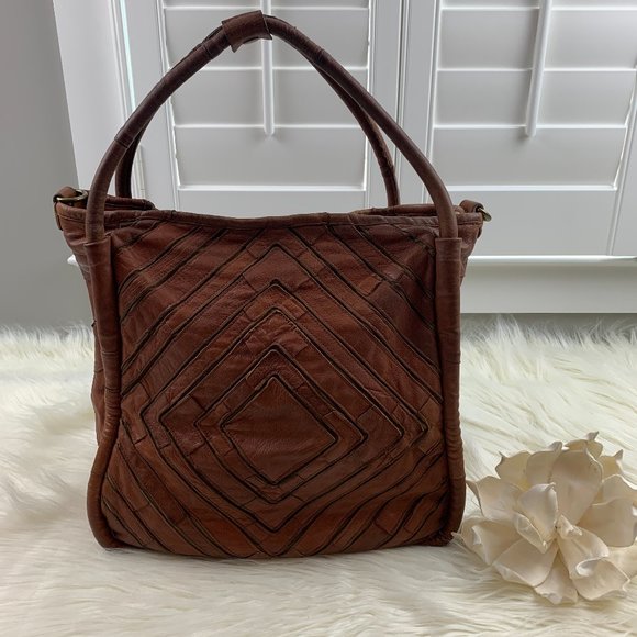 Lost & Found Benecio Diamond Pattern Leather Tote - Picture 1 of 8